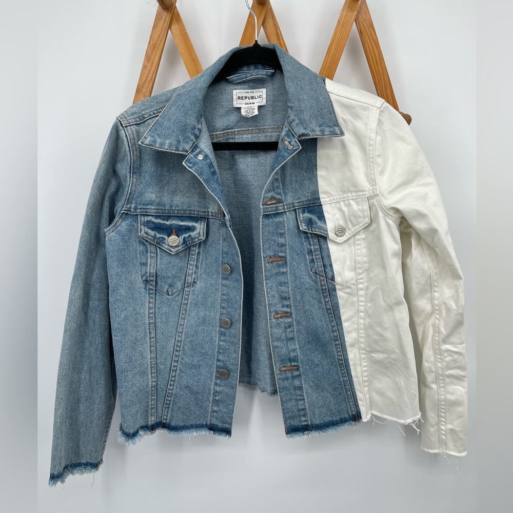 ⭐️For The Republic Two-Tone Denim and White Jacket